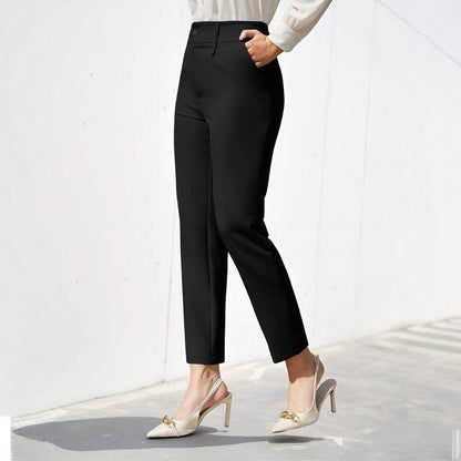 Womens Casual Suit Pants Straight-leg Cropped Trousers