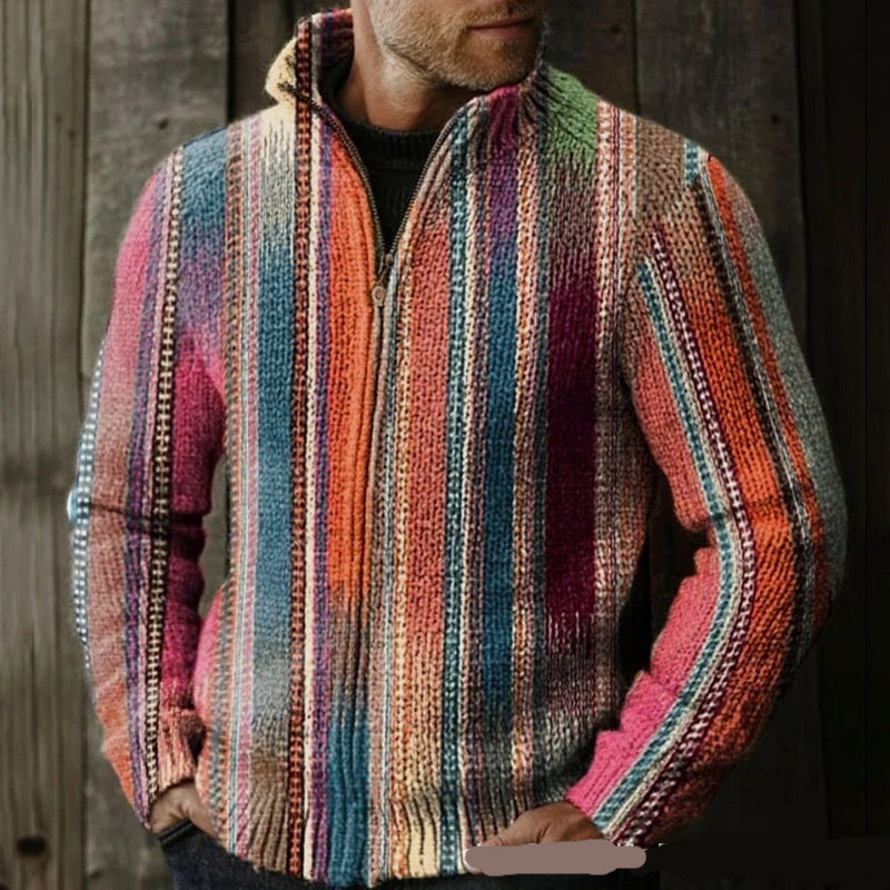 Mens Casual 3D Printed Christmas Zip-Up Jacket