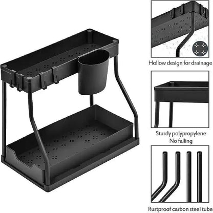 2 Tier L Shape Sliding Under Sink Organizer