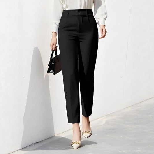Womens Casual Suit Pants Straight-leg Cropped Trousers