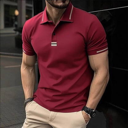 Mens Casual Short-sleeve Polo Shirt With A Turn-down Collar
