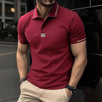 Mens Casual Short-sleeve Polo Shirt With A Turn-down Collar